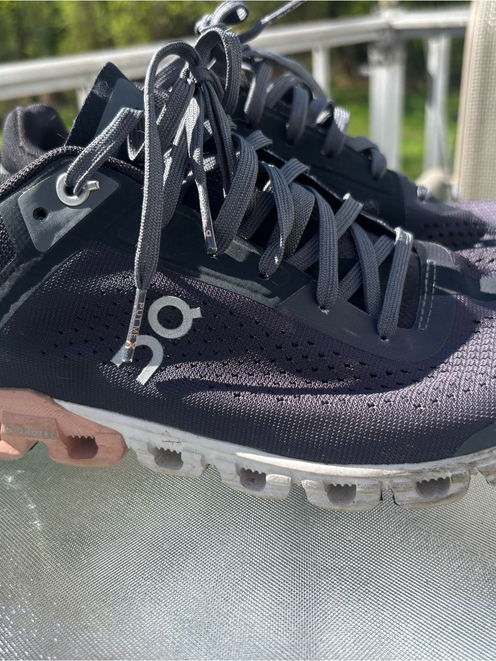 On Running Cloudventure Gray and Pink Athletic Sneakers